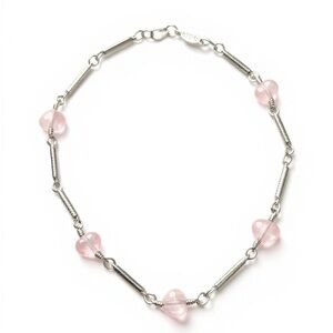Elegant Silver and Pink Heart Necklace